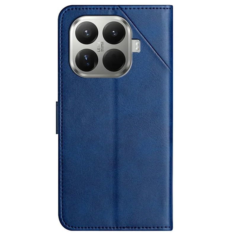 Xiaomi 15T Pro hoesje met lijnpatroon, portemonnee, lederen telefoonhoes met polsbandje - Blauw