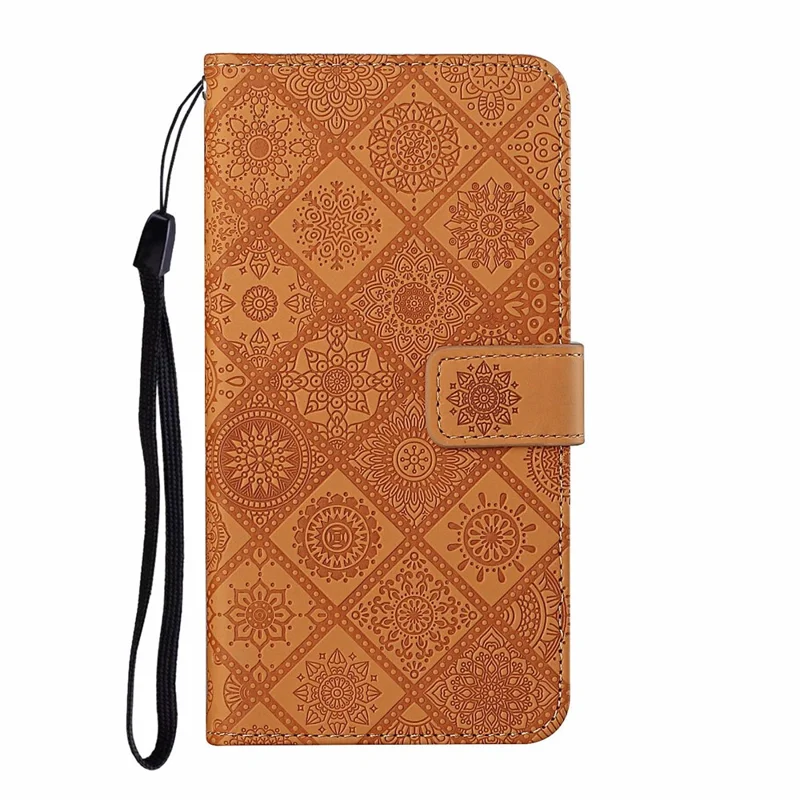 Xiaomi 15T Pro hoesje lederen hoes etnische stijl portemonnee telefoonhoes met riem - Bruin