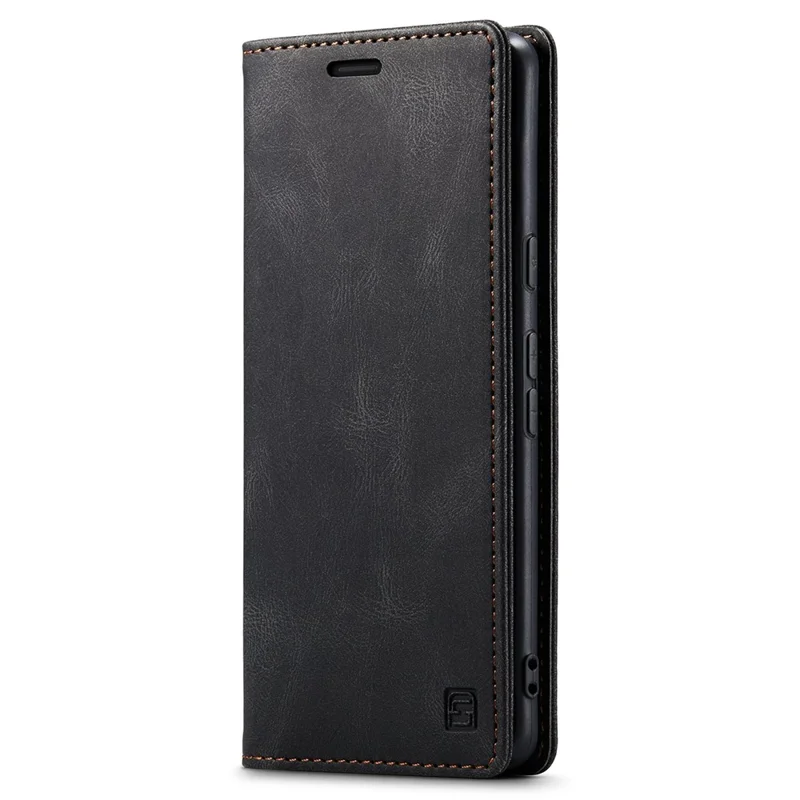 AUTSPACE A01 Series RFID Blocking Phone Case for Google Pixel 7 5G, PU Leather Drop Protection Magnetic Closure Vintage Matte Wallet Stand Cover - Black