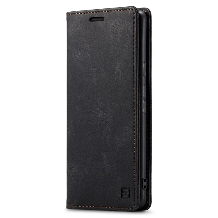 AUTSPACE A01 Series For Google Pixel 7 Pro 5G Retro Matte PU Leather Phone Case RFID Blocking Cover with Foldable Stand Wallet - Black