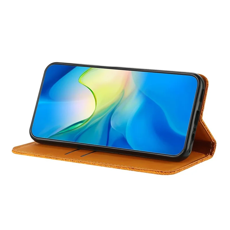 For Xiaomi 15T Case Imprinted Flower Wallet Stand Leather Phone Cover - Yellow