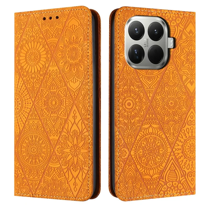 Xiaomi 15T Pro hoesje met imprimé bloem portemonnee stand leren telefoonhoes - Geel