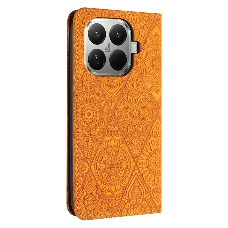 Xiaomi 15T Pro hoesje met imprimé bloem portemonnee stand leren telefoonhoes - Geel