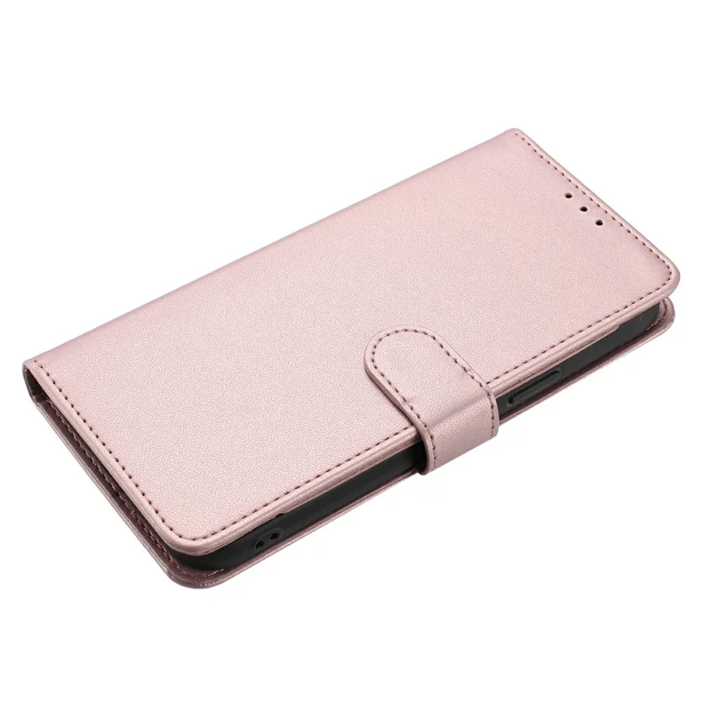 For Samsung Galaxy S26 Wallet Case with Strap / Multiple Card Slots Solid Color Leather Stand Phone Cover - Rose Gold