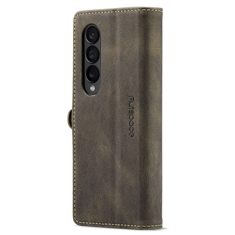 AUTSPACE A01 -serie Telefonhülle Für Samsung Galaxy Z Fold4 5G PU Leder Schutzhülle Magnetische Verschluss Vintage Matt Wallet Stand Cover - Kaffee