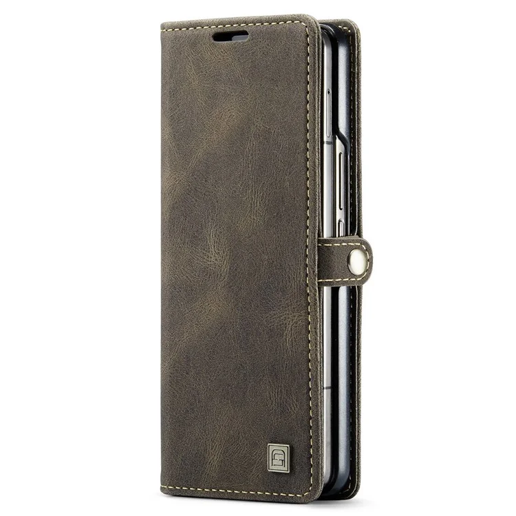 AUTSPACE A01 -serie Telefonhülle Für Samsung Galaxy Z Fold4 5G PU Leder Schutzhülle Magnetische Verschluss Vintage Matt Wallet Stand Cover - Kaffee
