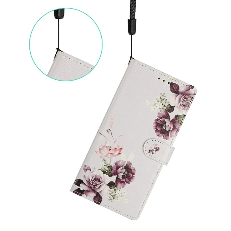 For Samsung Galaxy S26 Case Pattern Printing Wallet Stand Flip Leather Phone Cover with Strap - Cross Rose