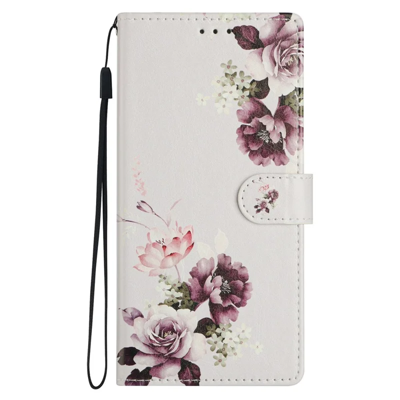 For Samsung Galaxy S26 Case Pattern Printing Wallet Stand Flip Leather Phone Cover with Strap - Cross Rose