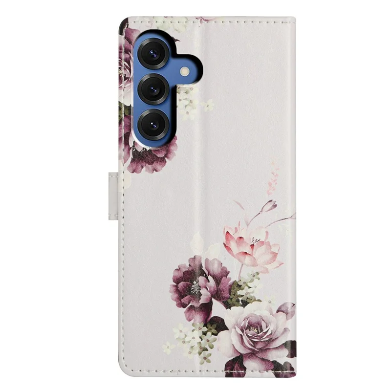 For Samsung Galaxy S26 Case Pattern Printing Wallet Stand Flip Leather Phone Cover with Strap - Cross Rose