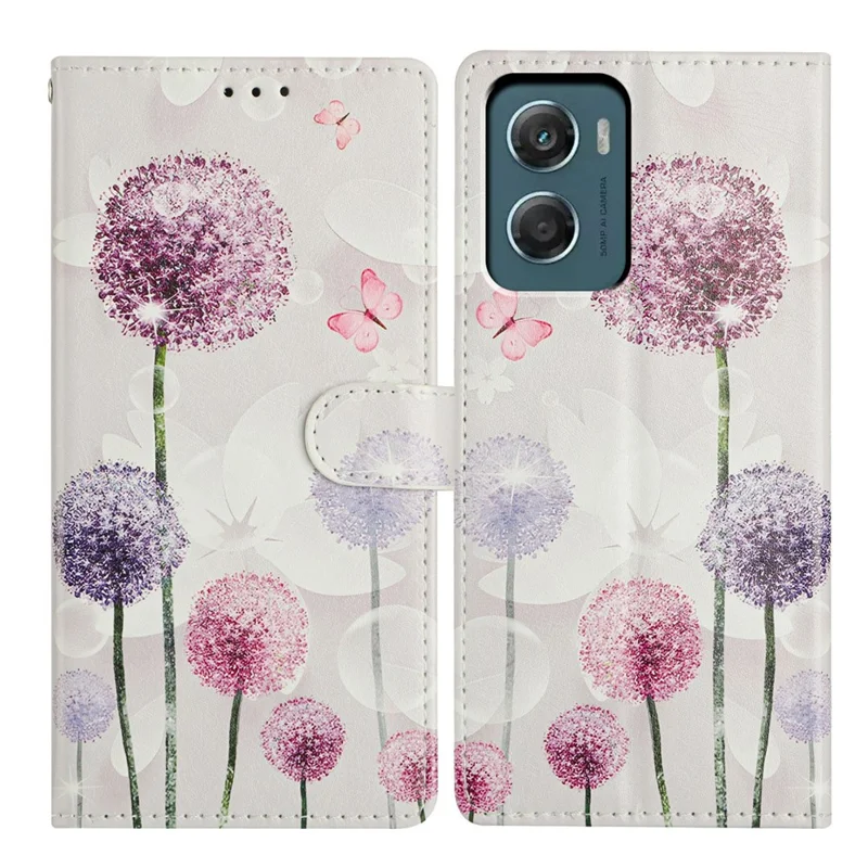 For Motorola Moto G06 4G Case Pattern Printing Wallet Stand Flip Leather Phone Cover with Strap - Dandelion