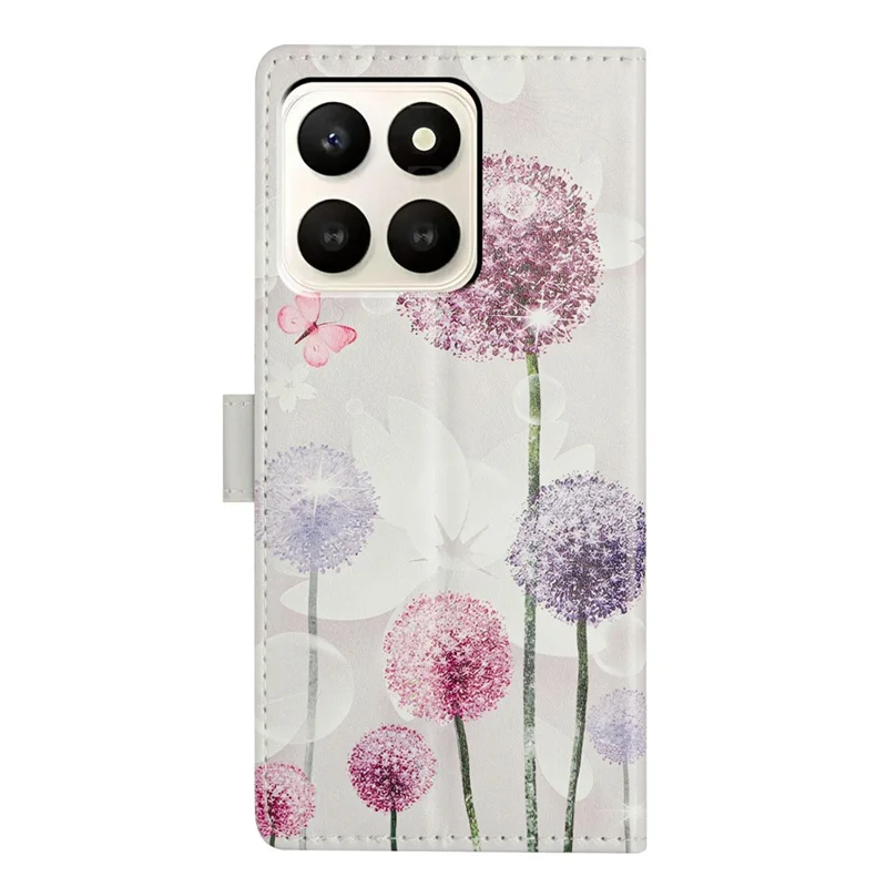 For Honor X7d 5G Case Pattern Printing Wallet Stand Flip Leather Phone Cover with Strap - Dandelion