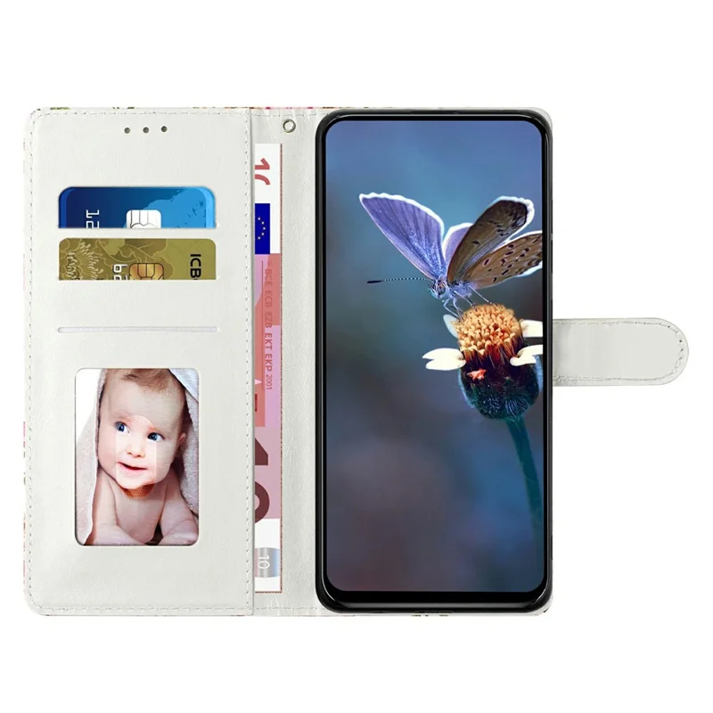 Futerał na Xiaomi 17 z portfelikiem, podstawką i nadrukiem, skórzana pokrywa z paskiem - Mniszek lekarski