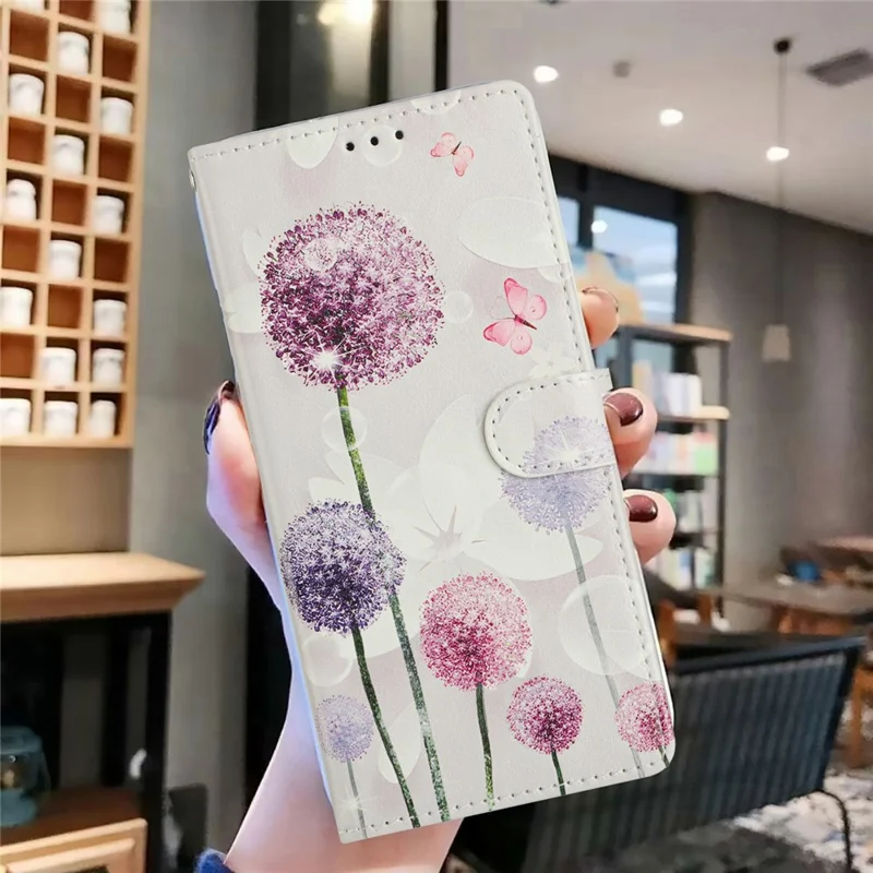 Futerał na Xiaomi 17 z portfelikiem, podstawką i nadrukiem, skórzana pokrywa z paskiem - Mniszek lekarski