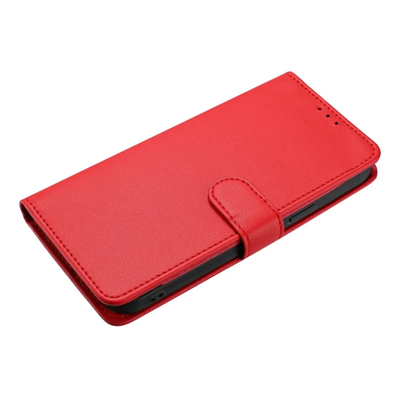 For Honor X7d 5G Wallet Case with Strap  /  Multiple Card Slots Solid Color Leather Stand Phone Cover - Red