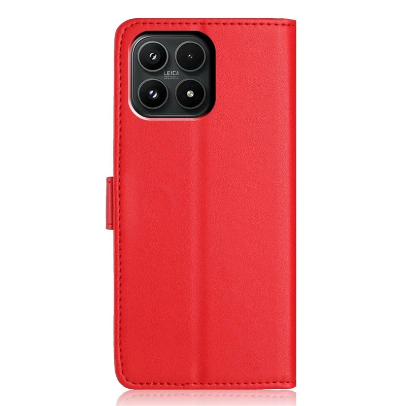Futerał portfelowy z paskiem na Xiaomi 17 / Pokrowiec na telefon z klapką, wieloma slotami na karty i jednolitym kolorem ze skóry z funkcją podpórki - Czerwony