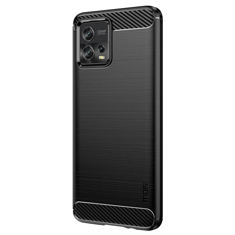 MOFI JK TPU Serie-1 para Motorola Moto G72 4G Cubierta de teléfono con textura de fibra de carbono resistente a golpes Estuche protector de teléfono celular de TPU - Negro