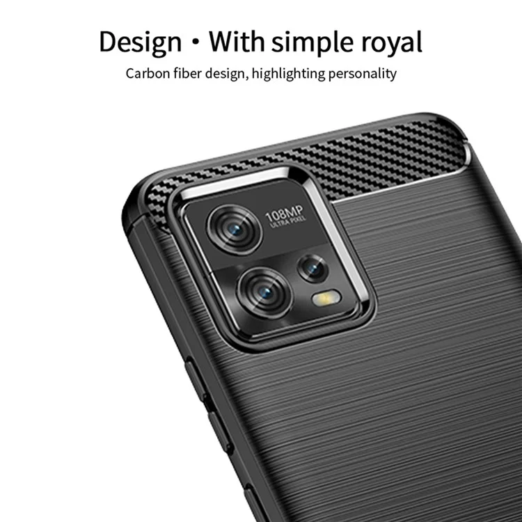 MOFI JK TPU Serie-1 para Motorola Moto G72 4G Cubierta de teléfono con textura de fibra de carbono resistente a golpes Estuche protector de teléfono celular de TPU - Negro