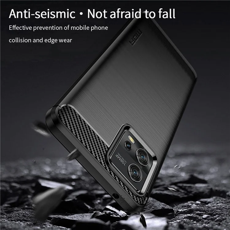MOFI JK TPU Serie-1 para Motorola Moto G72 4G Cubierta de teléfono con textura de fibra de carbono resistente a golpes Estuche protector de teléfono celular de TPU - Negro