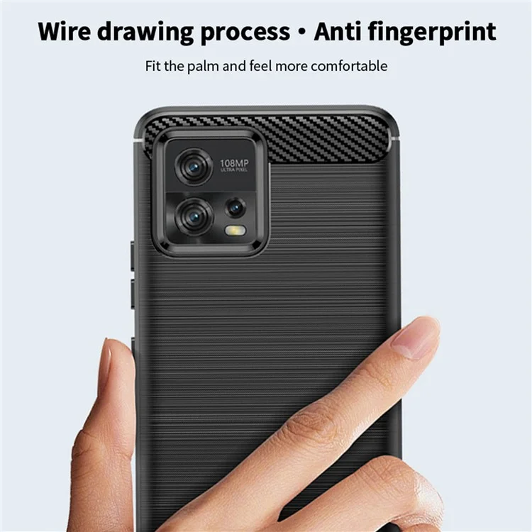 MOFI JK TPU Serie-1 para Motorola Moto G72 4G Cubierta de teléfono con textura de fibra de carbono resistente a golpes Estuche protector de teléfono celular de TPU - Negro