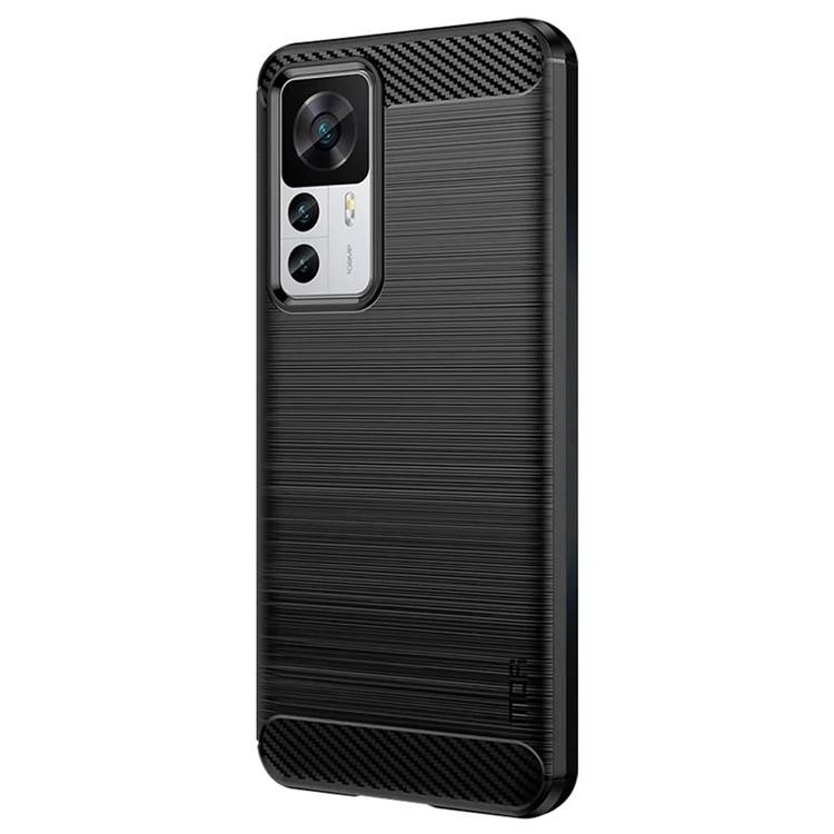 MOFI JK TPU Serie-1 für Xiaomi 12T 5G / 12T Pro 5G / Redmi K50 Ultra 5G Anti-Sturz Soft TPU Case Carbon-Faser-Textur Gebürstete Oberfläche Kratzfestes Handyhülle - Schwarz