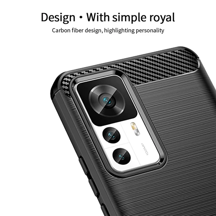 MOFI JK TPU Serie-1 für Xiaomi 12T 5G / 12T Pro 5G / Redmi K50 Ultra 5G Anti-Sturz Soft TPU Case Carbon-Faser-Textur Gebürstete Oberfläche Kratzfestes Handyhülle - Schwarz
