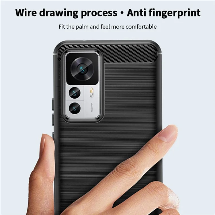 MOFI JK TPU Serie-1 für Xiaomi 12T 5G / 12T Pro 5G / Redmi K50 Ultra 5G Anti-Sturz Soft TPU Case Carbon-Faser-Textur Gebürstete Oberfläche Kratzfestes Handyhülle - Schwarz