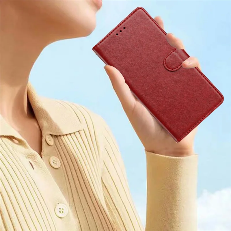 For Motorola Moto G06 Power 4G / G06 4G Leather Case Wallet Stand Phone Cover with Handy Strap - Red