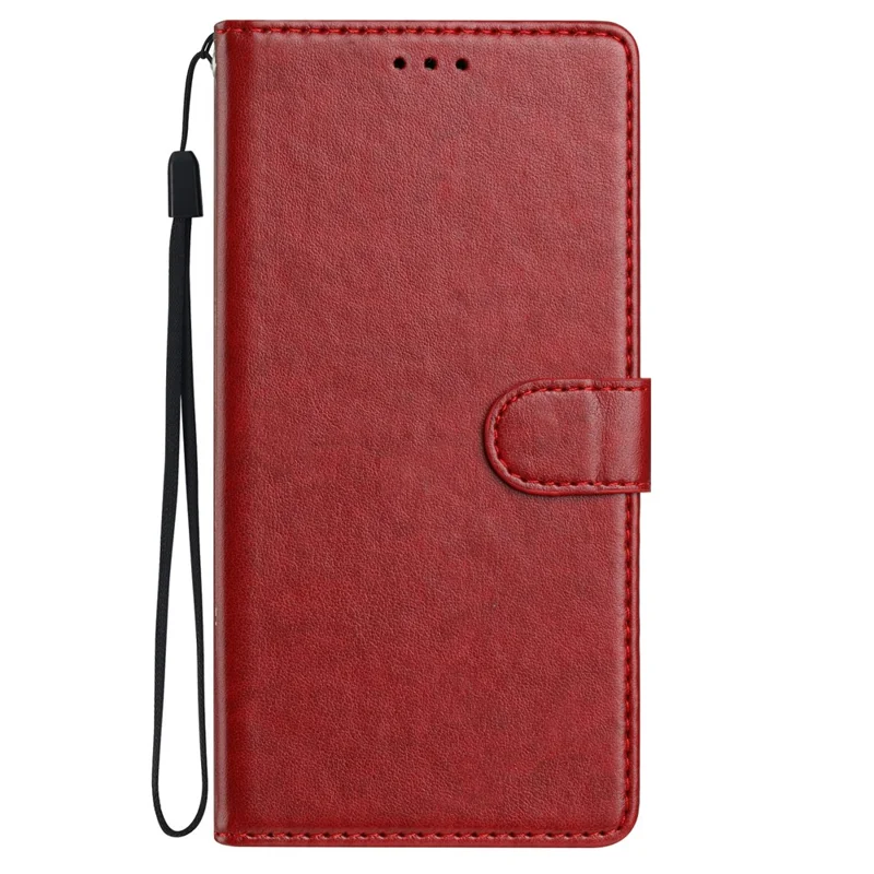 For Motorola Moto G06 Power 4G / G06 4G Leather Case Wallet Stand Phone Cover with Handy Strap - Red