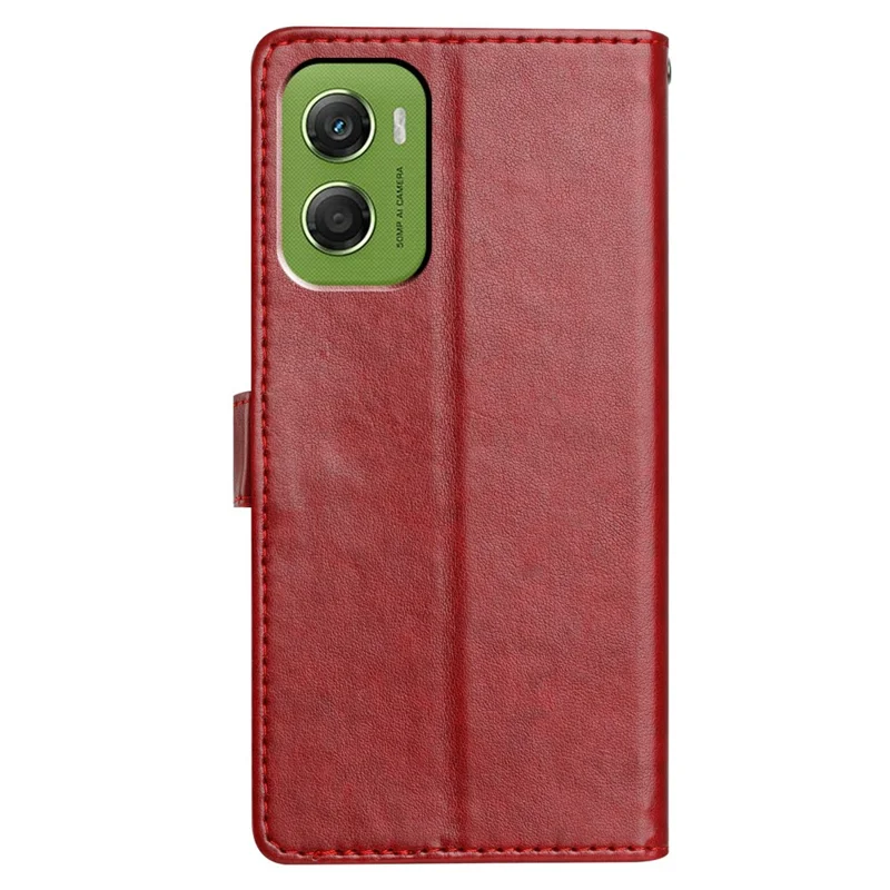 For Motorola Moto G06 Power 4G / G06 4G Leather Case Wallet Stand Phone Cover with Handy Strap - Red