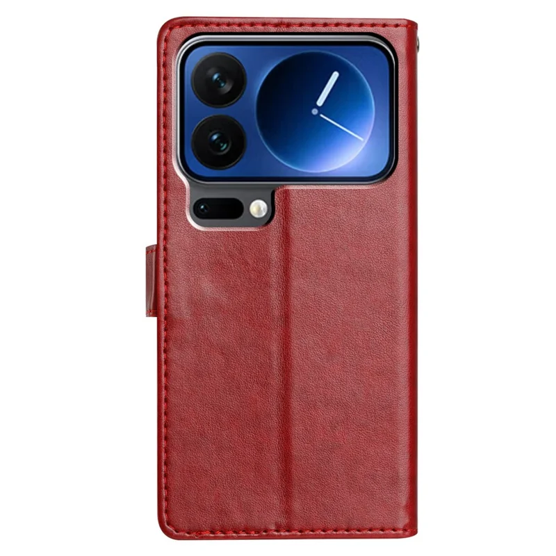 For Xiaomi 17 Pro Leather Case Wallet Stand Phone Cover with Handy Strap - Red