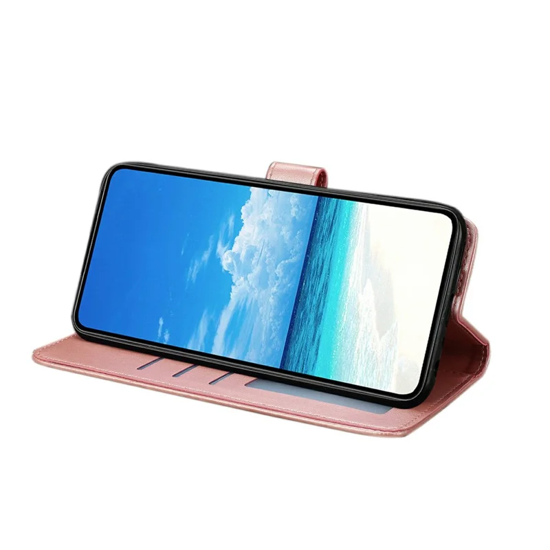 For Honor X7d 5G Case Butterfly Imprinted Wallet Stand PU Leather Flip Phone Cover with Strap - Rose Gold