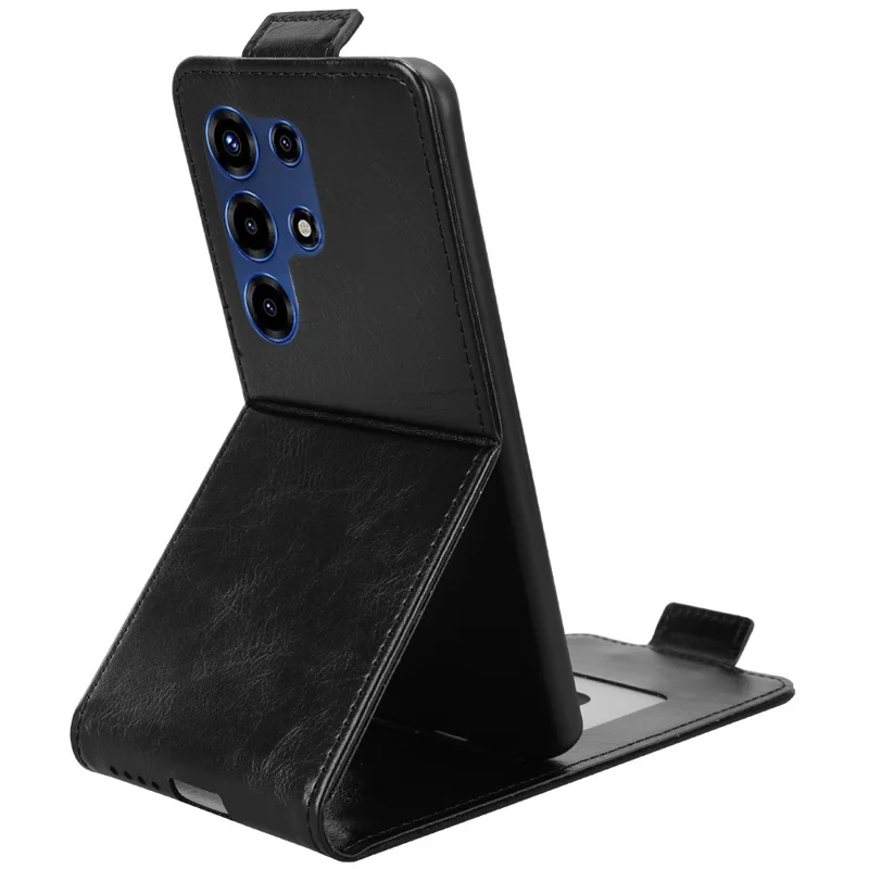 For itel Super 26 Ultra Stand Case med magnetisk lukning, vertikal flip, læderlukning med kortlomme - Sort