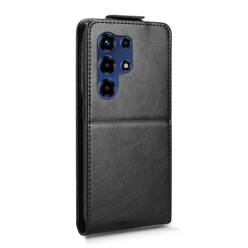 For itel Super 26 Ultra Stand Case med magnetisk lukning, vertikal flip, læderlukning med kortlomme - Sort