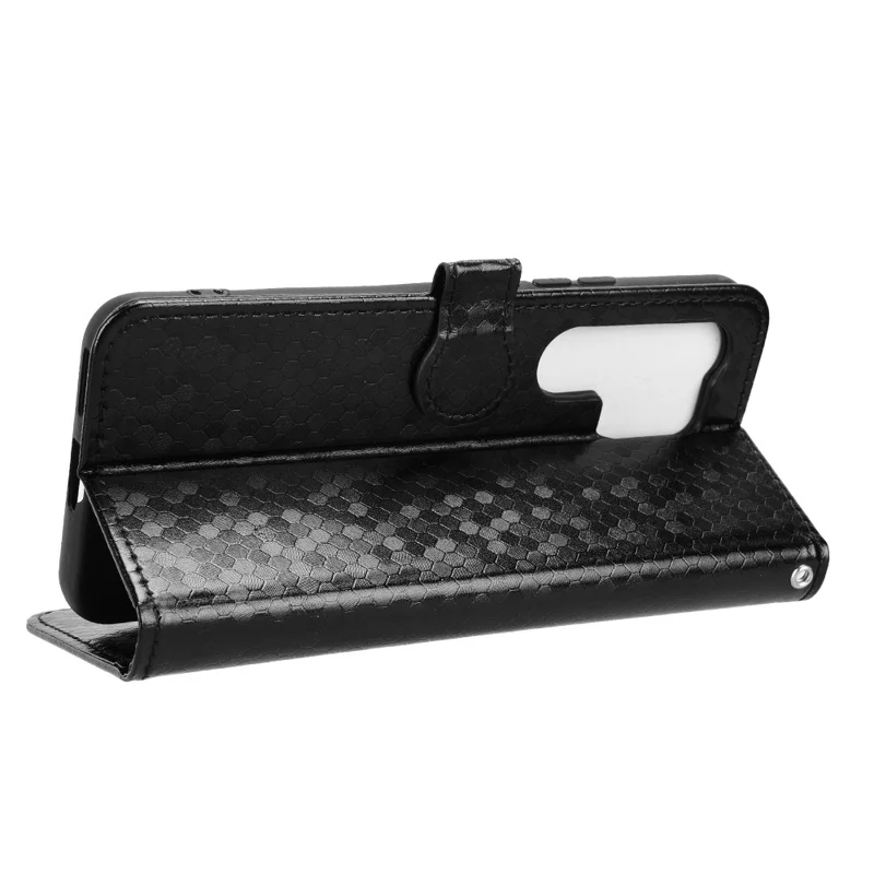 For itel Super 26 Ultra Wallet Case Dot Pattern Imprint PU Leather Phone Cover with Wrist Strap - Black