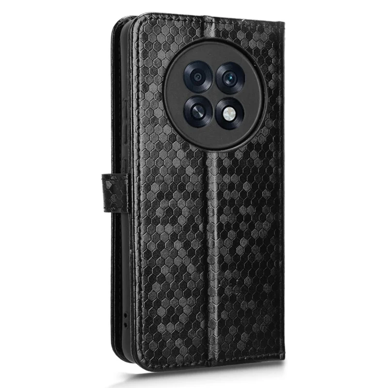 For Oppo F31 Pro+ 5G  /  A6 GT 5G Wallet Case Dot Pattern Imprint PU Leather Phone Cover with Wrist Strap - Black