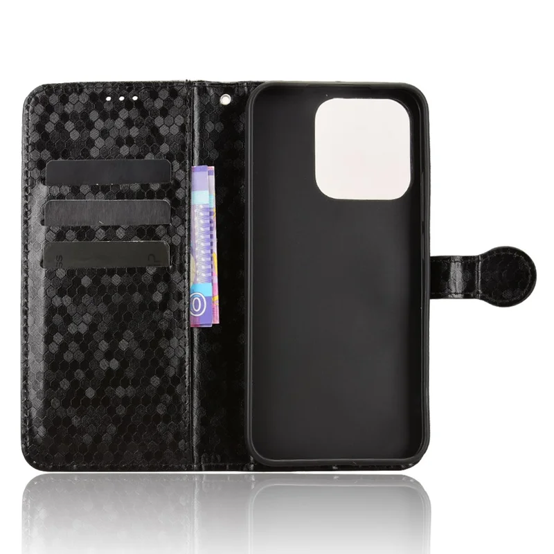 For Realme 15T 5G Wallet Case Dot Pattern Imprint PU Leather Phone Cover with Wrist Strap - Black