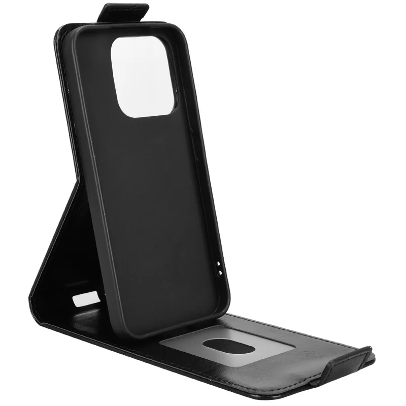 For Realme 15T 5G Stand Case Magnetic Clasp Vertical Flip Leather Phone Cover with Card Holder - Black