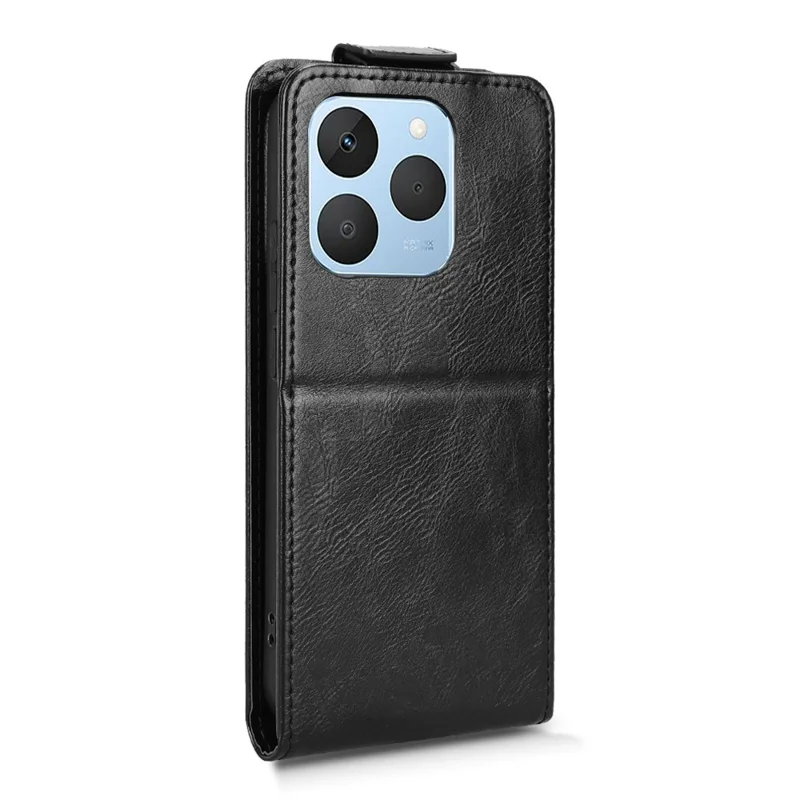 For Realme 15T 5G Stand Case Magnetic Clasp Vertical Flip Leather Phone Cover with Card Holder - Black