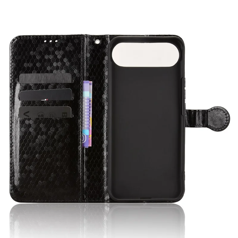 For TECNO Pova Slim 5G  /  Spark Slim 4G Wallet Case Dot Pattern Imprint PU Leather Phone Cover with Wrist Strap - Black