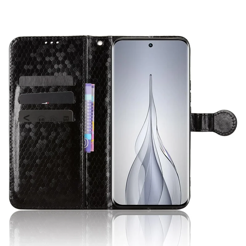 For TECNO Pova Slim 5G  /  Spark Slim 4G Wallet Case Dot Pattern Imprint PU Leather Phone Cover with Wrist Strap - Black