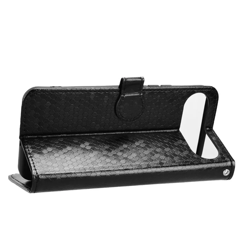 For TECNO Pova Slim 5G  /  Spark Slim 4G Wallet Case Dot Pattern Imprint PU Leather Phone Cover with Wrist Strap - Black