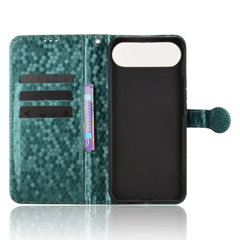 For TECNO Pova Slim 5G  /  Spark Slim 4G Wallet Case Dot Pattern Imprint PU Leather Phone Cover with Wrist Strap - Green