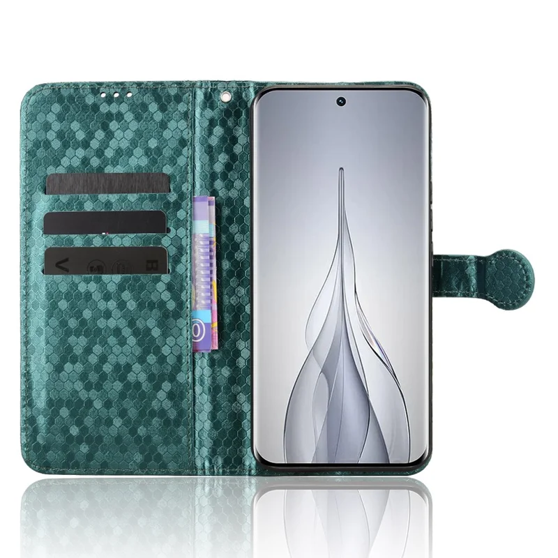 For TECNO Pova Slim 5G  /  Spark Slim 4G Wallet Case Dot Pattern Imprint PU Leather Phone Cover with Wrist Strap - Green