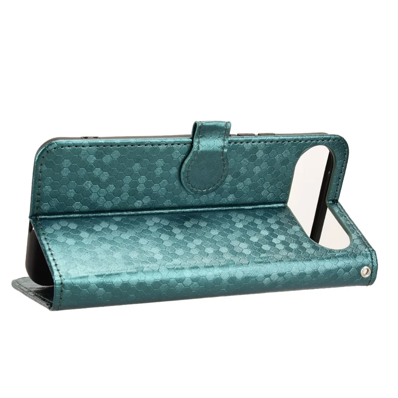 For TECNO Pova Slim 5G  /  Spark Slim 4G Wallet Case Dot Pattern Imprint PU Leather Phone Cover with Wrist Strap - Green