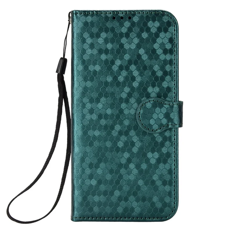 For TECNO Pova Slim 5G  /  Spark Slim 4G Wallet Case Dot Pattern Imprint PU Leather Phone Cover with Wrist Strap - Green