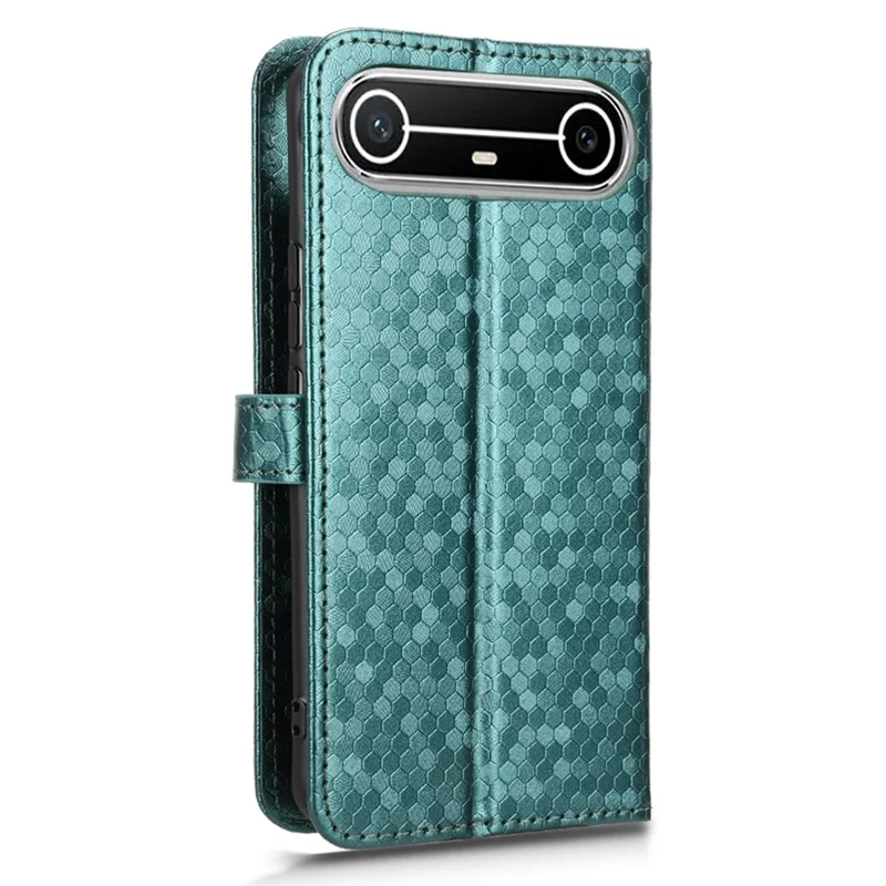 For TECNO Pova Slim 5G  /  Spark Slim 4G Wallet Case Dot Pattern Imprint PU Leather Phone Cover with Wrist Strap - Green