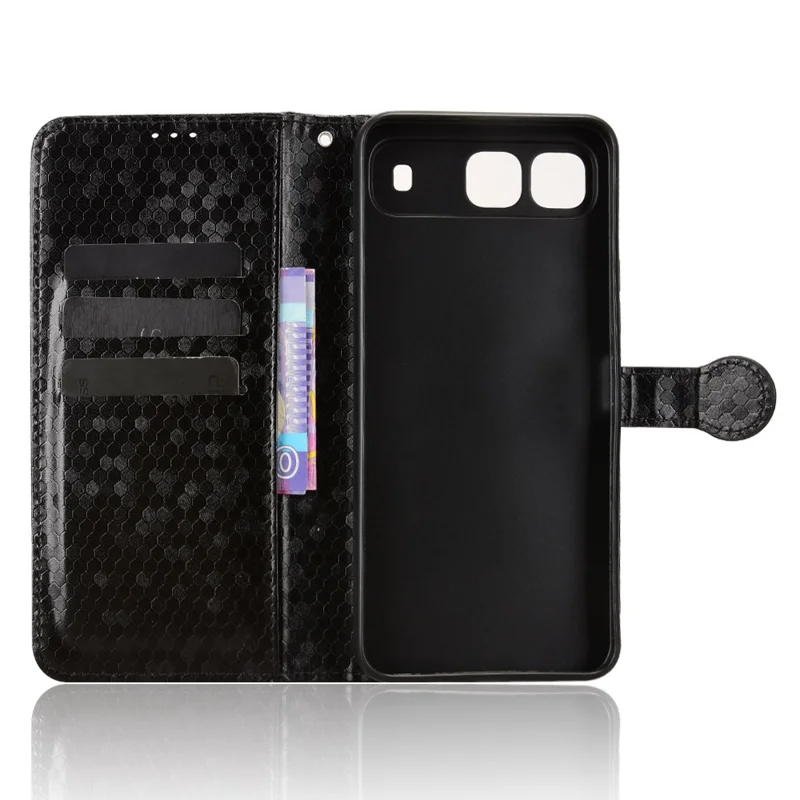 For TECNO Spark Go 5G  /  Infinix Hot 60i 5G Wallet Case Dot Pattern Imprint PU Leather Phone Cover with Wrist Strap - Black