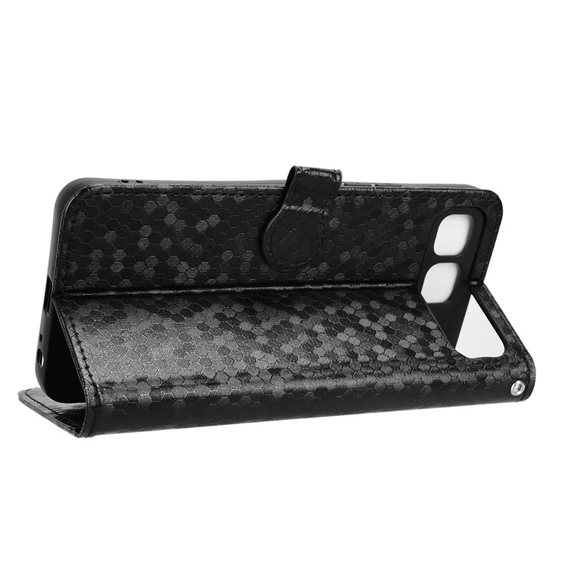 For TECNO Spark Go 5G  /  Infinix Hot 60i 5G Wallet Case Dot Pattern Imprint PU Leather Phone Cover with Wrist Strap - Black