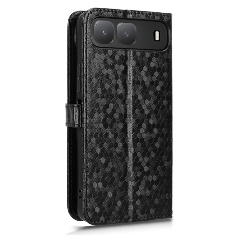 For TECNO Spark Go 5G  /  Infinix Hot 60i 5G Wallet Case Dot Pattern Imprint PU Leather Phone Cover with Wrist Strap - Black