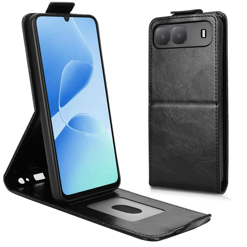 For TECNO Spark Go 5G  /  Infinix Hot 60i 5G Stand Case Magnetic Clasp Vertical Flip Leather Phone Cover with Card Holder - Black